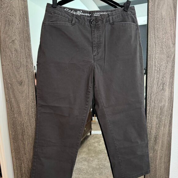 Eddie Bauer Woman's TALL Curvy Crop Pants Size Tall 12 Inseam 25" Charcoal Gray - Picture 1 of 4